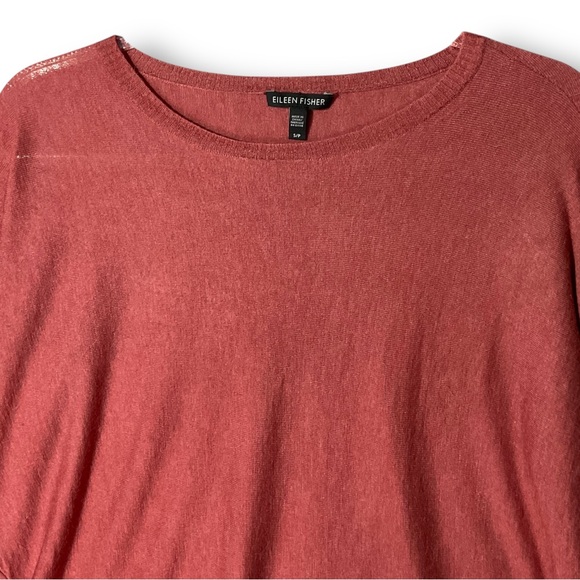 Eileen Fisher Alpaca Wool Blend Knit Top S Petite Lightweight Terracotta Red - Picture 2 of 11